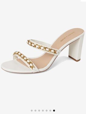 Veronica Beard Gretchen White Leather Chain Heel Sandals